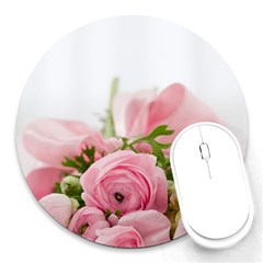 Romantic Pink Flowers Round Mousepads by yoursparklingshop