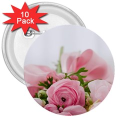 Romantic Pink Flowers 3  Buttons (10 Pack)  by yoursparklingshop