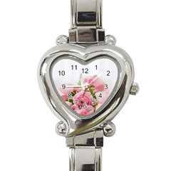 Romantic Pink Flowers Heart Italian Charm Watch by yoursparklingshop