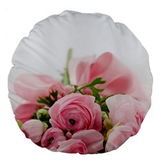 Romantic Pink Flowers Large 18  Premium Flano Round Cushions by yoursparklingshop