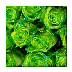 Festive Green Glitter Roses Valentine Love  Tile Coasters by yoursparklingshop