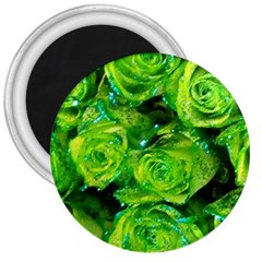 Festive Green Glitter Roses Valentine Love  3  Magnets by yoursparklingshop