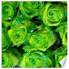 Festive Green Glitter Roses Valentine Love  Canvas 20  X 20   by yoursparklingshop