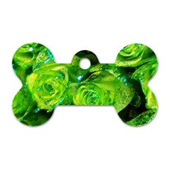 Festive Green Glitter Roses Valentine Love  Dog Tag Bone (two Sides) by yoursparklingshop