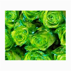 Festive Green Glitter Roses Valentine Love  Small Glasses Cloth (2-side) by yoursparklingshop