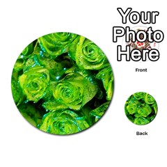 Festive Green Glitter Roses Valentine Love  Multi-purpose Cards (round)  by yoursparklingshop