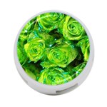 Festive Green Glitter Roses Valentine Love  4-Port USB Hub (One Side) Front