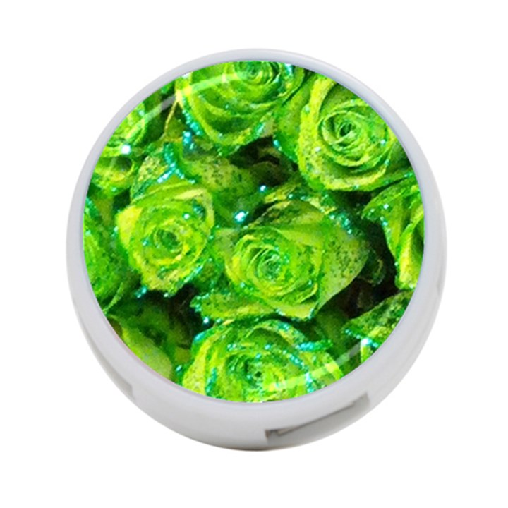 Festive Green Glitter Roses Valentine Love  4-Port USB Hub (One Side)