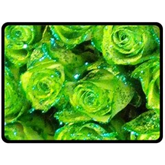 Festive Green Glitter Roses Valentine Love  Fleece Blanket (large)  by yoursparklingshop