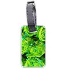 Festive Green Glitter Roses Valentine Love  Luggage Tags (two Sides) by yoursparklingshop