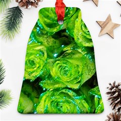 Festive Green Glitter Roses Valentine Love  Bell Ornament (2 Sides) by yoursparklingshop