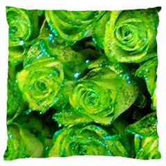 Festive Green Glitter Roses Valentine Love  Large Cushion Case (one Side) by yoursparklingshop