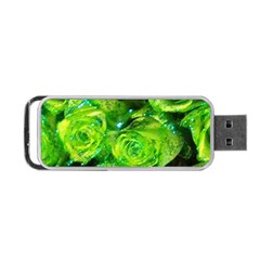 Festive Green Glitter Roses Valentine Love  Portable Usb Flash (one Side) by yoursparklingshop