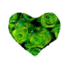 Festive Green Glitter Roses Valentine Love  Standard 16  Premium Heart Shape Cushions by yoursparklingshop