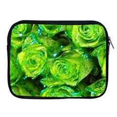 Festive Green Glitter Roses Valentine Love  Apple Ipad 2/3/4 Zipper Cases by yoursparklingshop