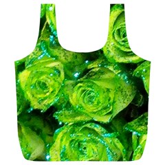 Festive Green Glitter Roses Valentine Love  Full Print Recycle Bags (l)  by yoursparklingshop