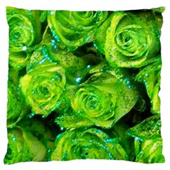 Festive Green Glitter Roses Valentine Love  Standard Flano Cushion Case (one Side) by yoursparklingshop