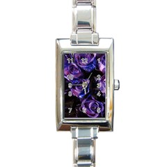 Purple Glitter Roses Valentine Love Rectangle Italian Charm Watch by yoursparklingshop