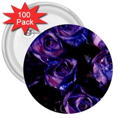 Purple Glitter Roses Valentine Love 3  Buttons (100 Pack)  by yoursparklingshop