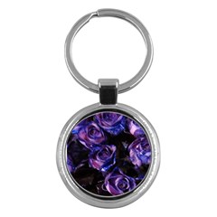 Purple Glitter Roses Valentine Love Key Chains (round)  by yoursparklingshop