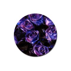 Purple Glitter Roses Valentine Love Magnet 3  (round) by yoursparklingshop