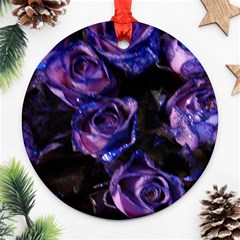 Purple Glitter Roses Valentine Love Round Ornament (two Sides)  by yoursparklingshop