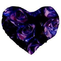 Purple Glitter Roses Valentine Love Large 19  Premium Heart Shape Cushions by yoursparklingshop