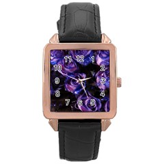 Purple Glitter Roses Valentine Love Rose Gold Leather Watch  by yoursparklingshop