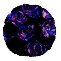 Purple Glitter Roses Valentine Love Large 18  Premium Flano Round Cushions by yoursparklingshop