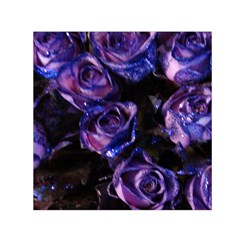 Purple Glitter Roses Valentine Love Small Satin Scarf (square) by yoursparklingshop