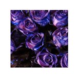 Purple Glitter Roses Valentine Love Small Satin Scarf (Square) Front