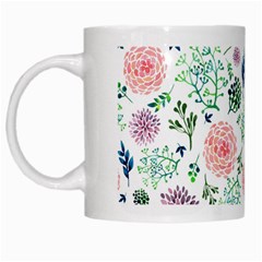 Hand Painted Spring Flourishes Flowers Pattern White Mugs by TastefulDesigns