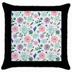 Hand Painted Spring Flourishes Flowers Pattern Throw Pillow Case (black) by TastefulDesigns