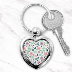 Hand Painted Spring Flourishes Flowers Pattern Key Chains (heart)  by TastefulDesigns