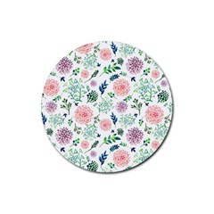 Hand Painted Spring Flourishes Flowers Pattern Rubber Coaster (round)  by TastefulDesigns