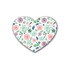 Hand Painted Spring Flourishes Flowers Pattern Heart Coaster (4 Pack)  by TastefulDesigns