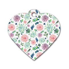 Hand Painted Spring Flourishes Flowers Pattern Dog Tag Heart (one Side) by TastefulDesigns