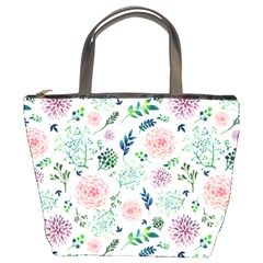 Hand Painted Spring Flourishes Flowers Pattern Bucket Bags by TastefulDesigns