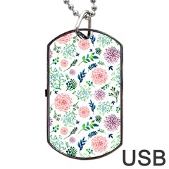 Hand Painted Spring Flourishes Flowers Pattern Dog Tag Usb Flash (two Sides)  by TastefulDesigns