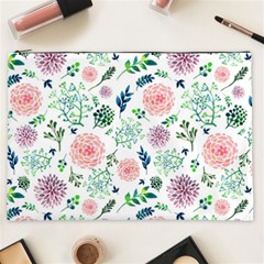 Hand Painted Spring Flourishes Flowers Pattern Cosmetic Bag (xxl)  by TastefulDesigns