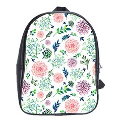 Hand Painted Spring Flourishes Flowers Pattern School Bags (xl)  by TastefulDesigns