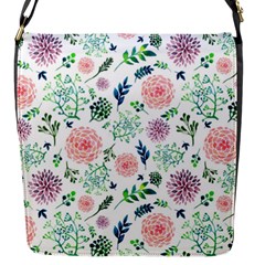 Hand Painted Spring Flourishes Flowers Pattern Flap Messenger Bag (s) by TastefulDesigns