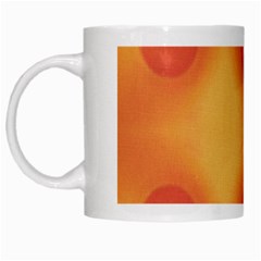 Sunny Happy Orange Dots White Mugs by yoursparklingshop