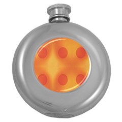 Sunny Happy Orange Dots Round Hip Flask (5 Oz) by yoursparklingshop