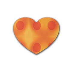 Sunny Happy Orange Dots Rubber Coaster (heart)  by yoursparklingshop