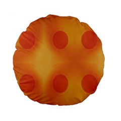 Sunny Happy Orange Dots Standard 15  Premium Flano Round Cushions by yoursparklingshop