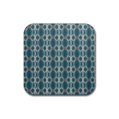 Tropical Blue Abstract Ocean Drops Rubber Coaster (square)  by yoursparklingshop