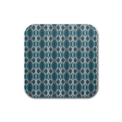 Tropical Blue Abstract Ocean Drops Rubber Square Coaster (4 Pack)  by yoursparklingshop