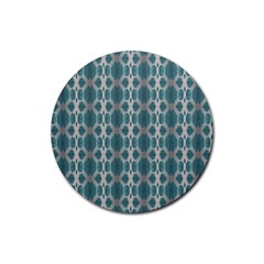 Tropical Blue Abstract Ocean Drops Rubber Coaster (round)  by yoursparklingshop