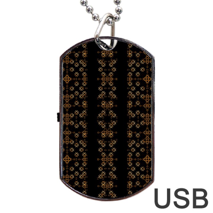 Dark Arabic Stripes Dog Tag USB Flash (One Side)